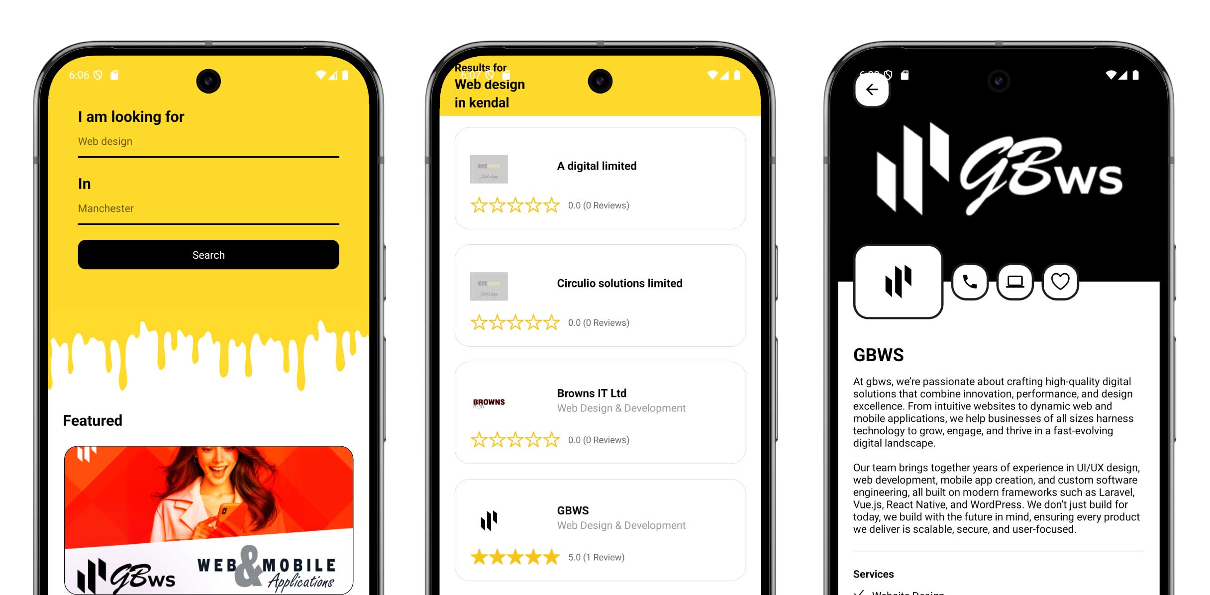 BizHive mobile app screenshots